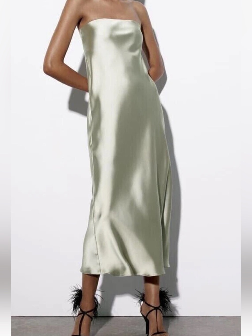 Zara Strapless Slip Dress Wedding Guest